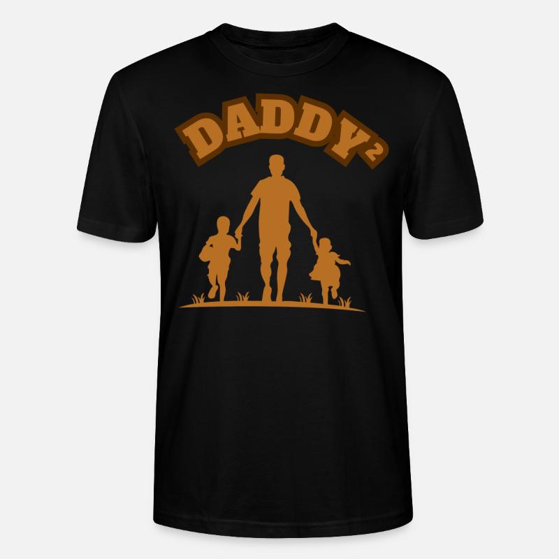 Daddy² 2 Children Brown - Stanley/Stella CRAFTER Unisex Organic T-Shirt - black