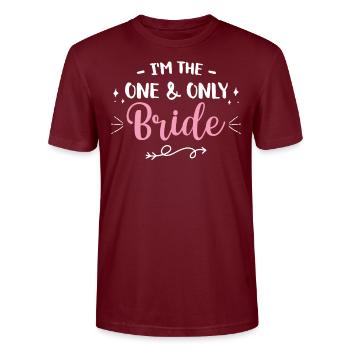 Junggesellin Jungesellinnenabschied Braut - Stanley/Stella Unisex Bio-T-Shirt CRAFTER - Burgunderrot - Vorne - Alina (178cm) & Michal (187cm)