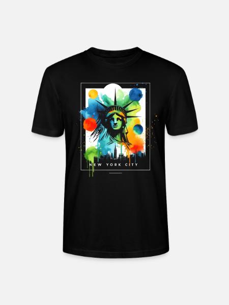 Vibrant NYC Liberty - Stanley/Stella CRAFTER Unisex Organic T-Shirt - black