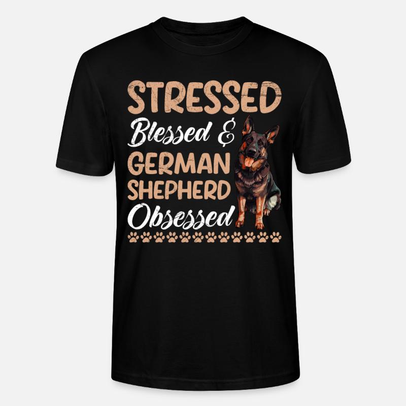 Deutscher Schäferhund STRESSED OBSESSED - Stanley/Stella Unisex Bio-T-Shirt CRAFTER - Schwarz