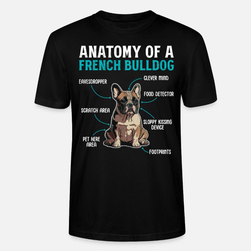 Anatomie d’un bouledogue français - T-shirt bio CRAFTER Stanley Stella Unisexe - noir