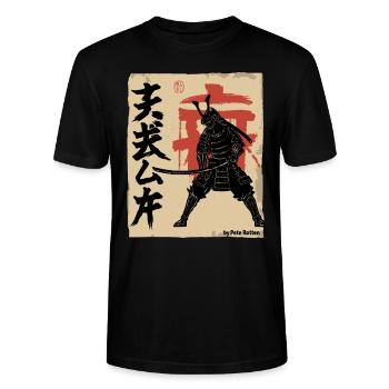Japan Japanese vintage retro samurai - Stanley/Stella CRAFTER Unisex Organic T-Shirt - black - Front - Alina (178cm) & Michal (187cm)