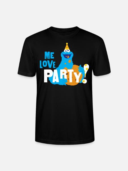 Sesame Street Cookie Monster Me Love Party - Stanley/Stella CRAFTER Unisex Organic T-Shirt - black