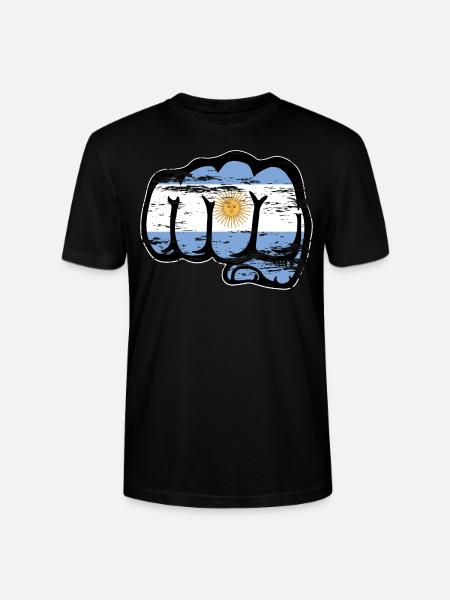 Argentina flag fist used - Stanley/Stella CRAFTER Unisex Organic T-Shirt - black