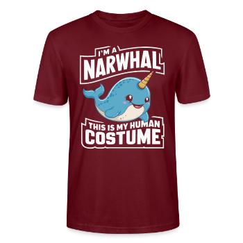 Amoureux du narval Licorne de l’animal marin Narval - T-shirt bio CRAFTER Stanley Stella Unisexe - bordeaux - Devant - Alina (178cm) & Michal (187cm)