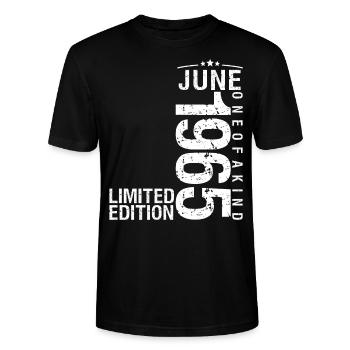 Juni 1965 Juni Jubiläum Juni 1965 - Stanley/Stella Unisex Bio-T-Shirt CRAFTER - Schwarz - Vorne - Alina (178cm) & Michal (187cm)