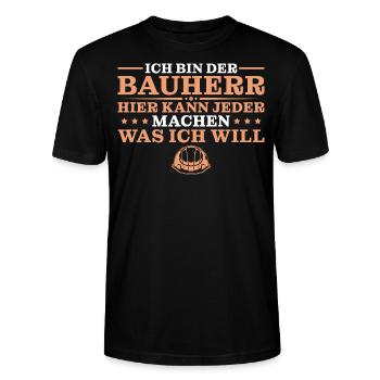 Hausbau Richtfest Bauleiter Bauherr - Stanley/Stella Unisex Bio-T-Shirt CRAFTER - Schwarz - Vorne - Alina (178cm) & Michal (187cm)