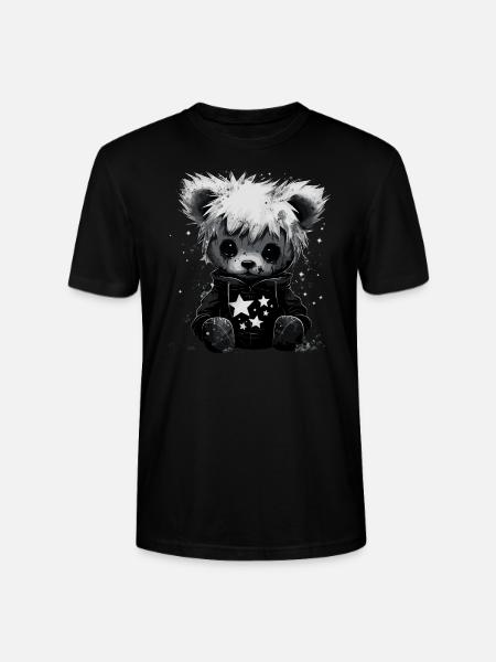 Cute Emo Teddy Bear - Stanley/Stella CRAFTER Unisex Organic T-Shirt - black