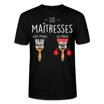 Les maîtresses en début et fin d'année - T-shirt bio CRAFTER Stanley Stella Unisexe - noir - Devant - Alina (178cm) & Michal (187cm)