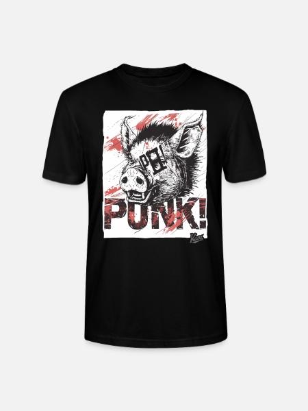 Angry Punk Pig - Stanley/Stella CRAFTER Unisex Organic T-Shirt - black