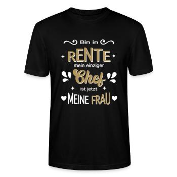 Bin in Rente Chef Frau Ruhestand Pension 2025 - Stanley/Stella Unisex Bio-T-Shirt CRAFTER - Schwarz - Vorne - Alina (178cm) & Michal (187cm)