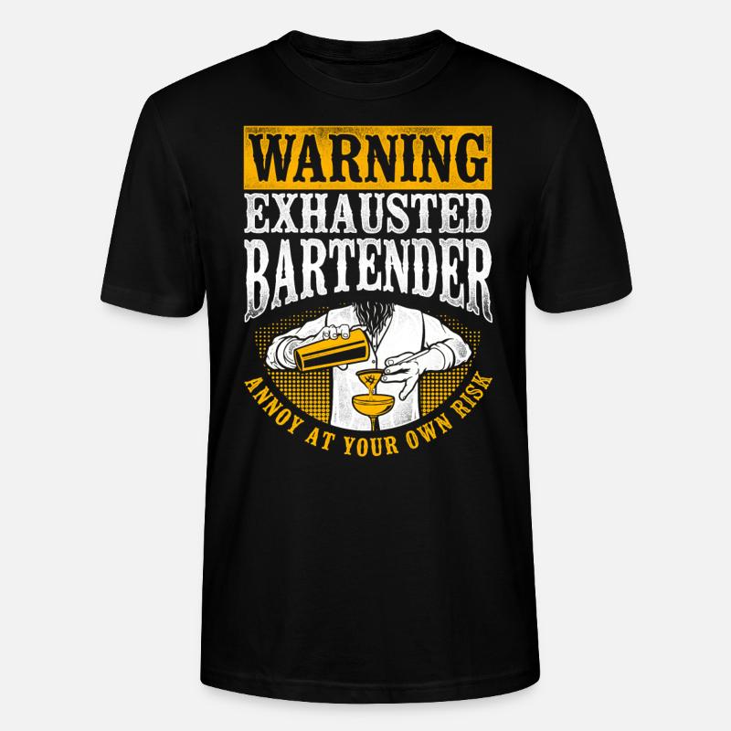 Bartender Mixologist Warning - Stanley/Stella Unisex Bio-T-Shirt CRAFTER - Schwarz