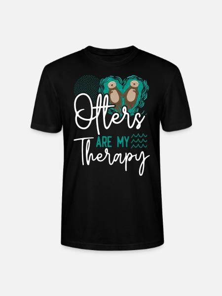 Otter Otters Are My Therapy - Stanley/Stella CRAFTER Unisex Organic T-Shirt - black