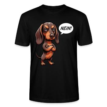 Nein Dackel Dackelbesitzer Dackelliebhaber Teckel - Stanley/Stella Unisex Bio-T-Shirt CRAFTER - Schwarz - Vorne - Alina (178cm) & Michal (187cm)