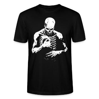 Zerfallender Zombie greift in Brustkorb - Stanley/Stella Unisex Bio-T-Shirt CRAFTER - Schwarz - Vorne - Alina (178cm) & Michal (187cm)