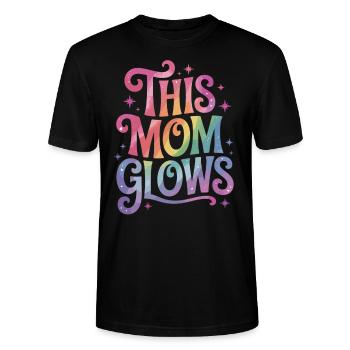 Glowing Mom – Rainbow Style - Stanley/Stella CRAFTER Unisex Organic T-Shirt - black - Front - Alina (178cm) & Michal (187cm)