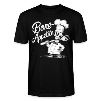 Bone Appetite Skelett Koch - Stanley/Stella Unisex Bio-T-Shirt CRAFTER - Schwarz - Vorne - Alina (178cm) & Michal (187cm)
