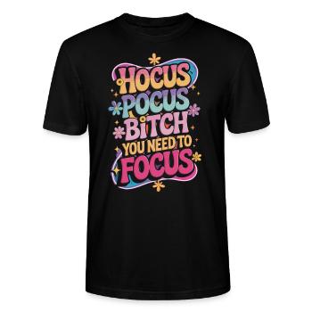 Hokus Pokus – Fokus! - Stanley/Stella Unisex Bio-T-Shirt CRAFTER - Schwarz - Vorne - Alina (178cm) & Michal (187cm)