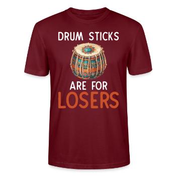 Les baguettes de tambour sont pour les perdants, le tabla - T-shirt bio CRAFTER Stanley Stella Unisexe - bordeaux - Devant - Alina (178cm) & Michal (187cm)