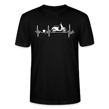 Roller Rollerfahrer Herzschlag EKG Moped Mit Herz - Stanley/Stella Unisex Bio-T-Shirt CRAFTER - Schwarz - Vorne - Alina (178cm) & Michal (187cm)