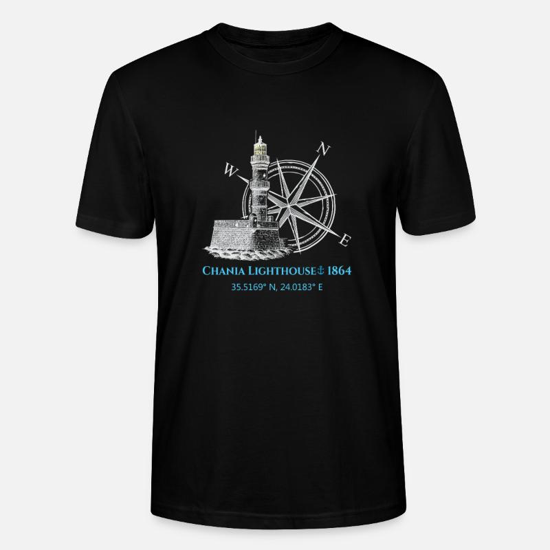 Kreta Hafen Leuchtturm Design - Stanley/Stella Unisex Bio-T-Shirt CRAFTER - Schwarz