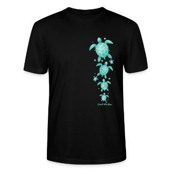 Tortues de mer avec le dicton - T-shirt bio CRAFTER Stanley Stella Unisexe - noir - Devant - Alina (178cm) & Michal (187cm)
