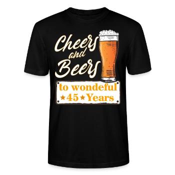 Cheers and Beers to wonderful 45 Years - Stanley/Stella Unisex Bio-T-Shirt CRAFTER - Schwarz - Vorne - Alina (178cm) & Michal (187cm)