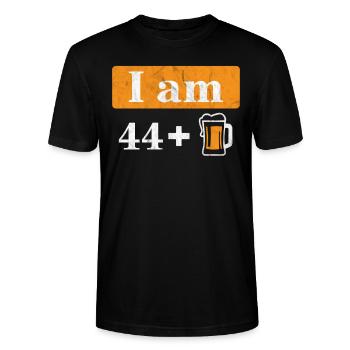 Ich bin 44 plus Bier 45. Geburtstag - Stanley/Stella Unisex Bio-T-Shirt CRAFTER - Schwarz - Vorne - Alina (178cm) & Michal (187cm)