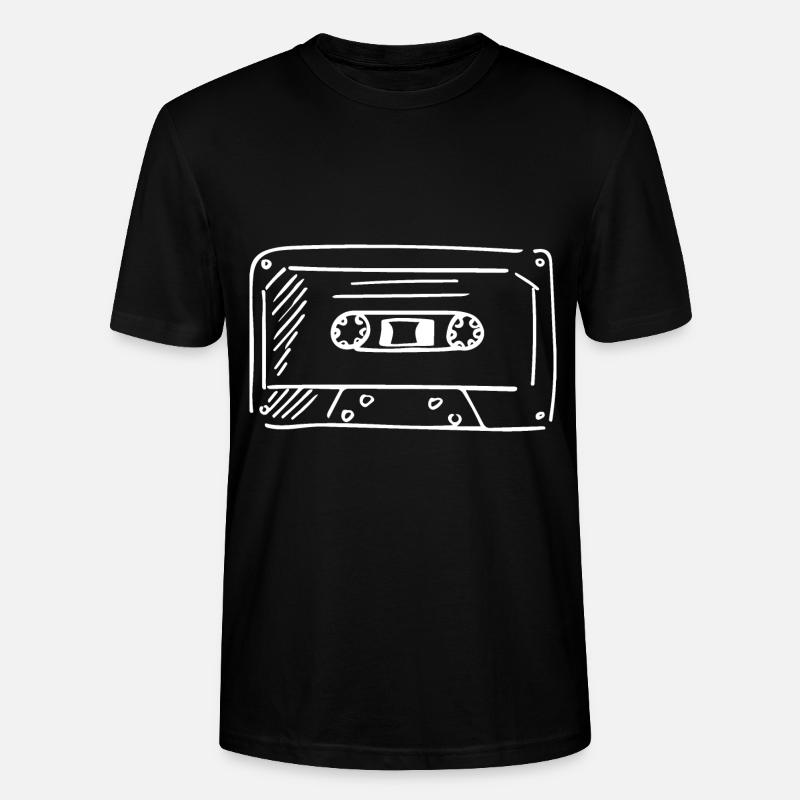 Cassette Retro Drawing - Stanley/Stella CRAFTER Unisex Organic T-Shirt - black