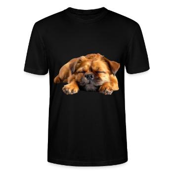 Brussels Griffon - Stanley/Stella Unisex Bio-T-Shirt CRAFTER - Schwarz - Vorne - Alina (178cm) & Michal (187cm)