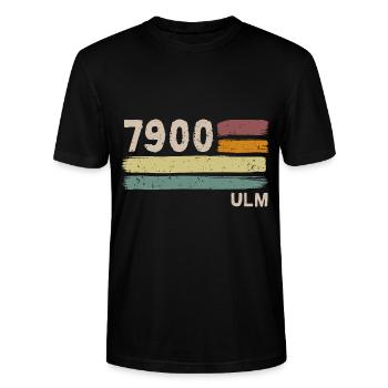 7900 Ulm Retro Postleitzahlen Alte PLZ Vintage - Stanley/Stella Unisex Bio-T-Shirt CRAFTER - Schwarz - Vorne - Alina (178cm) & Michal (187cm)