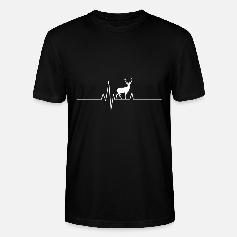 Hirsch Herzschlag Herzfrequenz Herzlinie - Stanley/Stella Unisex Bio-T-Shirt CRAFTER - Schwarz