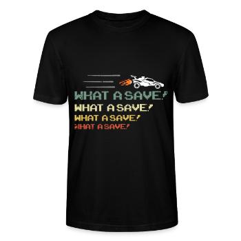 Rocket RC Car League Soccer Retro Vintage - T-shirt bio CRAFTER Stanley Stella Unisexe - noir - Devant - Alina (178cm) & Michal (187cm)