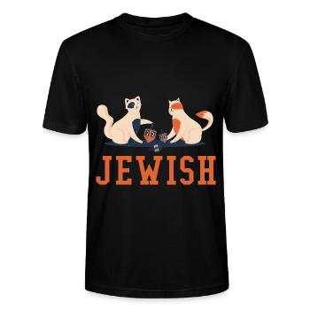 Jew Jewish Christmas Jew Hanukkah - Stanley/Stella CRAFTER Unisex Organic T-Shirt - black - Front - Alina (178cm) & Michal (187cm)