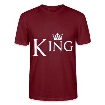 Pärchen Design! King - Queen! - Stanley/Stella Unisex Bio-T-Shirt CRAFTER - Burgunderrot - Vorne - Alina (178cm) & Michal (187cm)