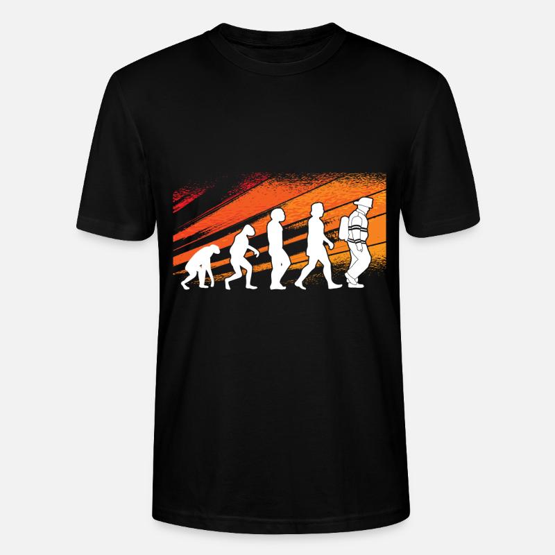 Evolution Feuerwehr Retro Feuerwehrmann Beruf - Stanley/Stella Unisex Bio-T-Shirt CRAFTER - Schwarz