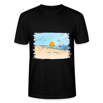 Sonnenaufgang am Strand - Stanley/Stella Unisex Bio-T-Shirt CRAFTER - Schwarz - Vorne - Alina (178cm) & Michal (187cm)