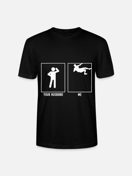 Her husband - me - Climbing Dangerous - Stanley/Stella CRAFTER Unisex Organic T-Shirt - black