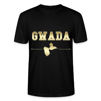 Gwada Ile De la Guadeloupe Or - T-shirt bio CRAFTER Stanley Stella Unisexe - noir - Devant - Alina (178cm) & Michal (187cm)