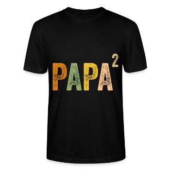 Papa Hoch 2 - Zwei Kinder Vater Vatertag - Stanley/Stella Unisex Bio-T-Shirt CRAFTER - Schwarz - Vorne - Alina (178cm) & Michal (187cm)