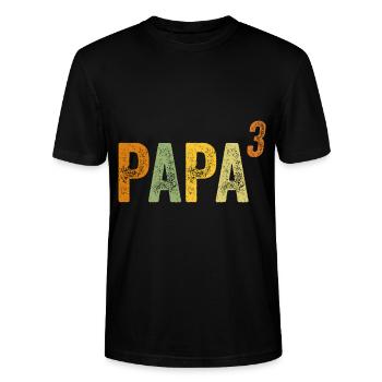 Papa Hoch Drei - 3 Kinder Drillinge Vatertag - Stanley/Stella Unisex Bio-T-Shirt CRAFTER - Schwarz - Vorne - Alina (178cm) & Michal (187cm)