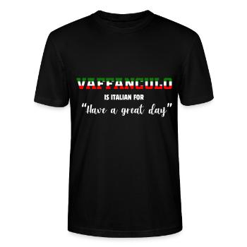 Funny Italian Vaffanculo is Italian - Stanley/Stella CRAFTER Unisex Organic T-Shirt - black - Front - Alina (178cm) & Michal (187cm)