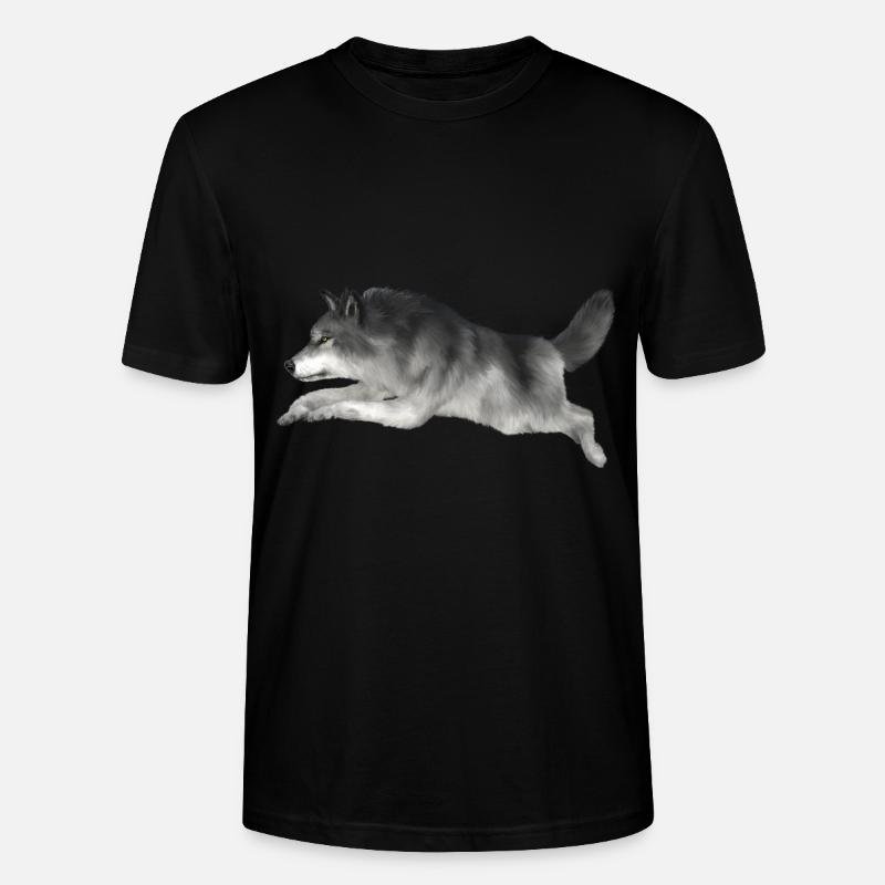 Grauer Wolf rennt - Stanley/Stella Unisex Bio-T-Shirt CRAFTER - Schwarz