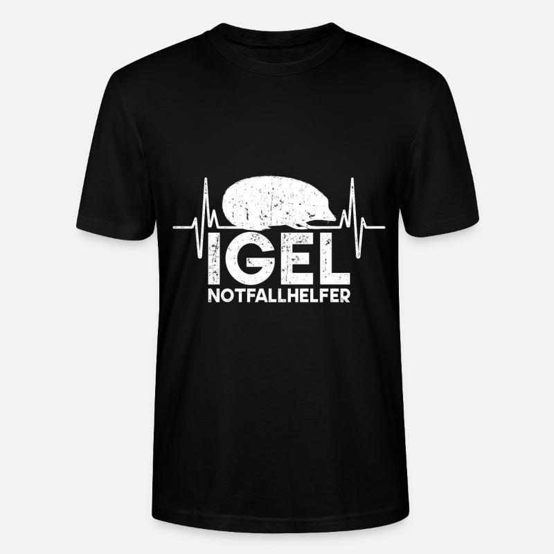 Igel Herzschlag Stacheltier - Stanley/Stella Unisex Bio-T-Shirt CRAFTER - Schwarz