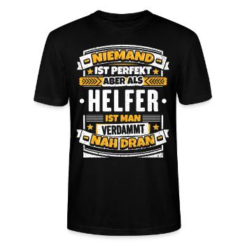 Lustiger Helfer Spruch - Stanley/Stella Unisex Bio-T-Shirt CRAFTER - Schwarz - Vorne - Alina (178cm) & Michal (187cm)
