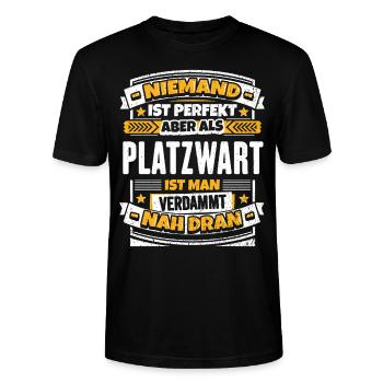 Lustiger Platzwart Spruch - Stanley/Stella Unisex Bio-T-Shirt CRAFTER - Schwarz - Vorne - Alina (178cm) & Michal (187cm)