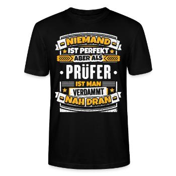 Lustiger Prüfer Spruch - Stanley/Stella Unisex Bio-T-Shirt CRAFTER - Schwarz - Vorne - Alina (178cm) & Michal (187cm)