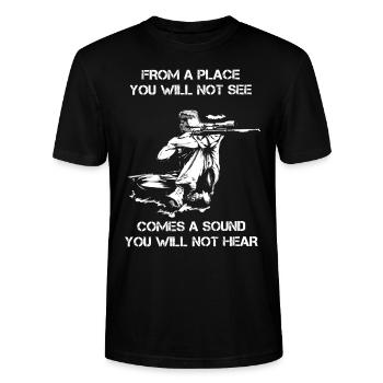 Von einem Ort, den Sie nicht sehen werden - Stanley/Stella Unisex Bio-T-Shirt CRAFTER - Schwarz - Vorne - Alina (178cm) & Michal (187cm)