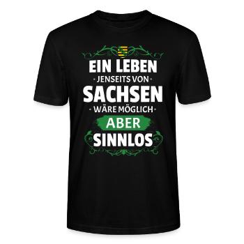 SINNLOS - SACHSEN - Stanley/Stella Unisex Bio-T-Shirt CRAFTER - Schwarz - Vorne - Alina (178cm) & Michal (187cm)