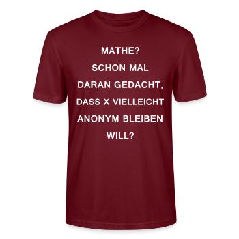 Math joke school teacher mathematics - Stanley/Stella CRAFTER Unisex Organic T-Shirt - burgundy - Front - Alina (178cm) & Michal (187cm)